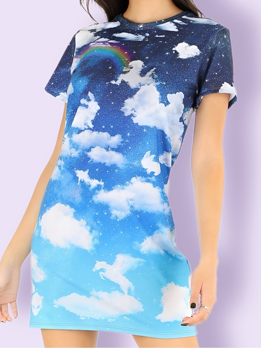 Blackmilk Cloud Watching Tee Dress XS NWT Rainbow Galaxy Unicorn T-Shirt Mini
